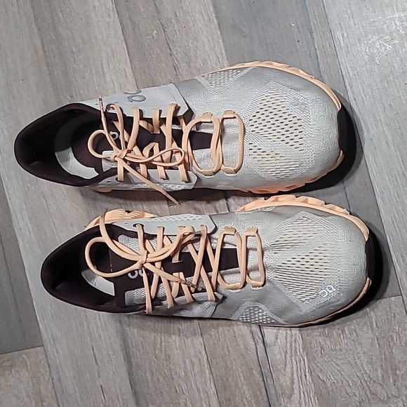 On Cloud X Cloudflyer Sneakers - Cream, Orange and Burgundy Size 11 Women - Picture 8 of 10